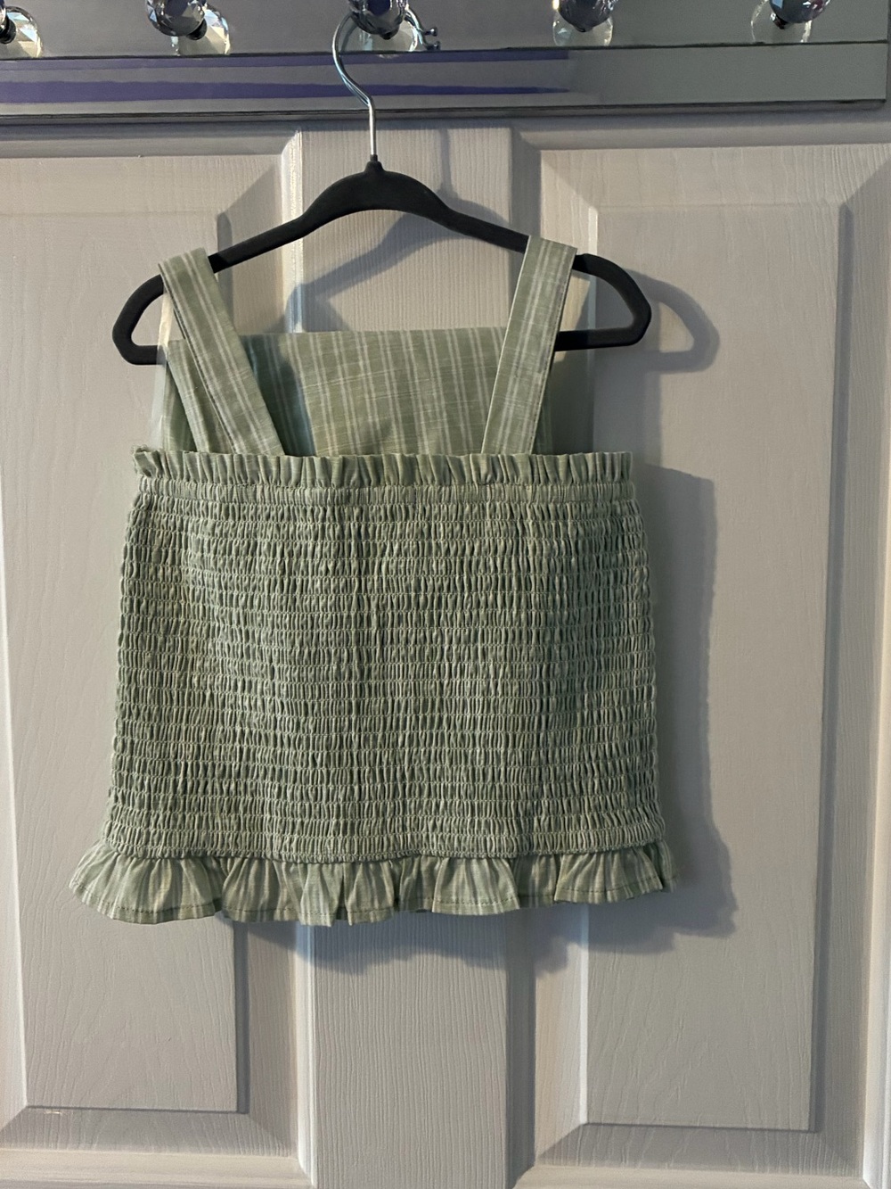 Btween Smocked Ruffle Strap Tank Top & shorts set- Sage Green